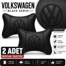 Brtshopping Volkswagen Black Serisi 2 Adet Araç Boyun Yastığı Siyah Premium Suni Deri Elyaf Dolgulu Oto Boyun Desteği