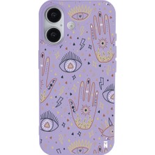 Casen iPhone 16 Plus Lila Lansman Renkli Silikon I'm Mysterious Tasarımlı Kamera Korumalı Telefon Kılıf