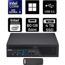 Asus Expertcenter PB64 Core Ultra 5 225 80GB Ram 4tb SSD WIN11 Home PB64-B50060MHP390 Mini Masaüstü Bilgisayar + Per4 USB Bellek