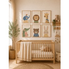 Zera Wall Mdf Tablo 6’lı Fil, Aslan, Zürafa, Timsah, Ayıcık ve Tavşan Temalı Set – Bebek ve Çocuk Odası Duvar Dekorasyonu