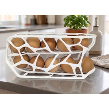 LARA İNTERİORS 2 Katlı Otomatik Kayar Yumurtalık – 10'lu Buzdolabı Içi Ergonomik Yumurta Düzenleyici & Stand