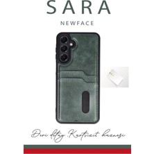Bezos Galaxy S24 Fe Kılıf Sara Kartvizitli Deri Kılıf - Taba