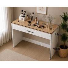 Nenu Nova Makyaj Masası 90X45 cm Atlas Çam Üst Tablalı Tek Çekmeceli Şifonyer