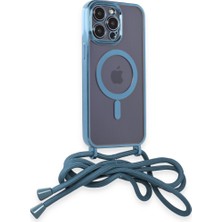 Bezos iPhone 13 Pro Max Kılıf Divo Lazer Askılı Magsafe Kapak - Sierra Blue