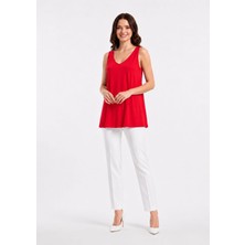 SSO A Kesim V Yaka Askılı Kolsuz Basic T-Shirt