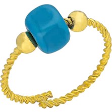 Mavi Doğal Taşlı Spiral Yüzük 718843 Gold