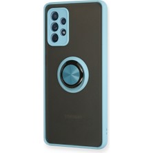Bezos Galaxy A72 Kılıf Montreal Yüzüklü Silikon Kapak - Buz Mavi