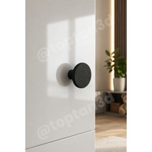 Toptan3D Siyah Geniş Düğme Kulp - Modern ve Şık Dolap, Gardırop, Şifonyer, Komodin ve Çekmece Kulpu (Vida Dahil)