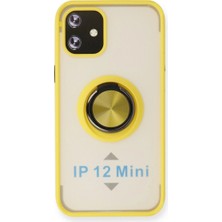 Magicool Iphone 12 Kılıf Montreal Yüzüklü Silikon Kapak - Sarı