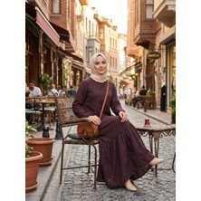 Asel Tekstil Kadın Düz Renk Dokuma Viskon Kumaş Uzun Elbise