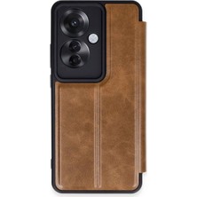 Bezos Reno 11F Kılıf Flip Cover - Taba
