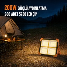 K2 Global 200W Solar Şarjlı Taşınabilir LED Kamp Lambası 4800 Mah 3 Renk Sos USB