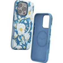 Bezos iPhone 16 Pro Max Flower Series Magsafe Kapak - Mavi