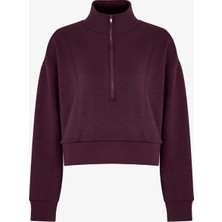 Penti Bordo İpeksi Dokunuş Silky Touch Yarım Fermuarlı Sweatshirt
