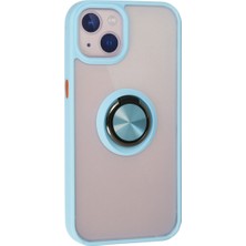 Bezos iPhone 15 Kılıf Montreal Yüzüklü Silikon Kapak - Buz Mavi