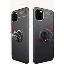 Bezos iPhone 11 Pro Kılıf Range Yüzüklü Silikon - Siyah-Mavi