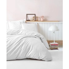 Colezium Çift Kişilik Saten Nev Takımı Elegante Stripe Beyaz