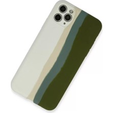 Bezos iPhone 11 Pro Kılıf Ebruli Lansman Silikon - Beyaz-Yeşil