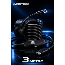 Airstorr 2mp 1080P Endoskop Kamera Yılan Kamera Type-C-Micro-Usb-Otg IP67 Su Geçirmez Android ve Windows Uyumlu