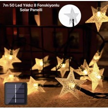 Mossem 7m 50 LED Yıldız 8 Fonksiyonlu Solar Panelli-Gün Işığı