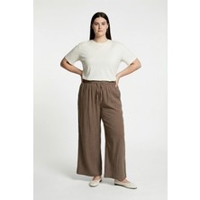Allday  Vizon Büyük Beden Müslin Geniş Paça Pantolon