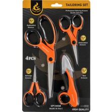NSE Golden Phoenix 4 Parça Terzi Makası Seti 20 cm Kumaş Makası + 13 cm Nakış Makası + 10 cm Hassas Makas + 12 cm Iplik Kesici Dikiş Hobi Seti
