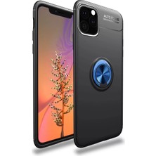 Bezos iPhone 11 Pro Max Kılıf Range Yüzüklü Silikon - Siyah-Mavi