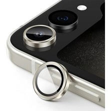 Mossem Samsung Galaxy Z Flip 5 Valdez Metal Kamera Lens - Krem