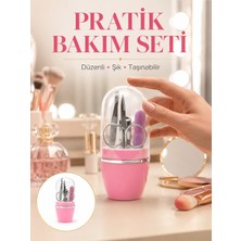 Mossem Tırnak Bakım Manikür Pedikür Seti 4 Parça Pembe Ev ve Seyahat Uyumlu Yeni Nesil
