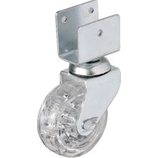 Mossem 328 - 50X20 mm Şeffaf Makaralı Kısa U Tablalı Teker 4 Adet