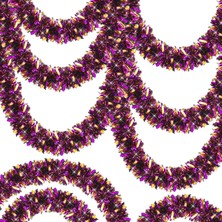 Mossem Mor Turuncu Renk 4 cm Genişlik Garland Çift Renk Sim Süs 180 cm