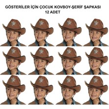 Mossem Kovboy Şerif Şapkası Kahve 12 Adet - Kostüm, Parti ve Gösteri Şapkası