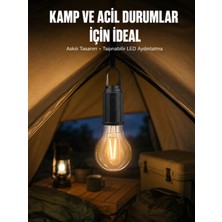 Mossem Taşınabilir Askılı Ampul Kamp Lambası Askılı Type-C Şarjlı Bahçe Lambası