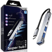 Mossem 5ın1 Metal USB Hub – Yüksek Hızlı Çoklayıcı, 5 Bağlantı Noktalı, Dayanıklı ve Taşınabilir Tasarım