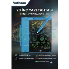 Mossem 20 Inc Renkli LCD Grafik Dijital Kalemli Çizim Tableti Yazı Tahta Not Yazma Eğitim Tableti Mavi
