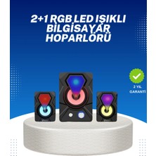 Mossem Rgb Işıklı USB Hoparlör Seti 9W Çıkış Gücü Derin Bas