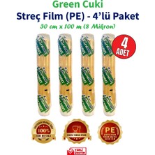 Green Cuki Streç Film "PE" 8mic. 30 Cm. x 100M.(4'LÜ Kutu-Dökme)