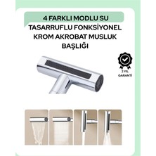 Mossem Çok Fonksiyonlu Musluk Başlığı | 4 Su Modu | Geniş Uyumlu Adaptör Seti | Mutfak ve Banyo Uyumlu