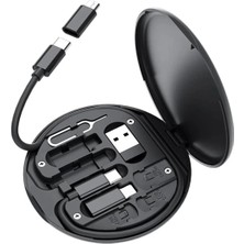 Mossem 60W Destekli Kablo Kutusu Seyahat Kablo Seti 5'ı 1 Arada USB Type-C Şarj Kablosu Seti