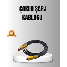 Mossem 65W 4’ü 1 Arada Örgülü Hızlı Şarj Kablosu Usb-C Usb-A Çoklu Şarj Dayanıklı