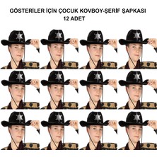 Mossem Kovboy Şerif Şapkası Siyah 12 Adet - Kostüm, Parti ve Gösteri Şapkası