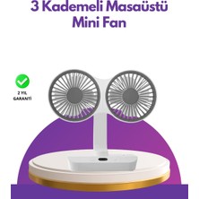 Mossem 4 Kademeli Hız Ayarlı USB Şarjlı Çift Taraflı Masaüstü Vantilatör