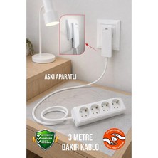 ARYES 4'lü Topraklı Uzatma Kablosu 3 Metre Ince Fişli 3x1.5 Ttr Tam Bakır