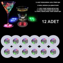 Mossem Renkli LED Işıklı Bardak Altlığı - Dekoratif (12 Adet, Pilli)