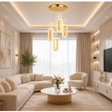 Osc Home Aydınlatma Tasarım Modern LED Avize Kumandalı Avize Sarı Kasa