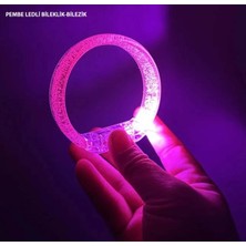 Mossem Pembe LED Işıklı Baskı Yapılabilen Pilli Bileklik Bilezik 1,5 cm Genişlik