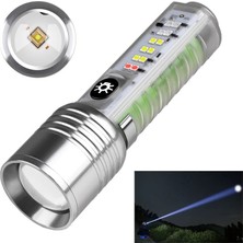 Mossem Profesyonel Tg LED Güçlü 8 Modlu Type-C 1000 Lümen Polis Çakarlı Şarjlı El Feneri