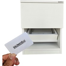 SALİMOĞLU DESIGN Salimoğlu Design Rfıd Kartlı Gizli Kasalı Kitaplık & Komodin, Akıllı Kilitli Aşağı Açılır Gizli Bölme, Modern Beyaz
