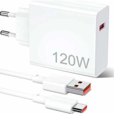 Mossem 120W Şarj Aleti Hızlı Çift Turbo Şarj Aleti Seti Beyaz