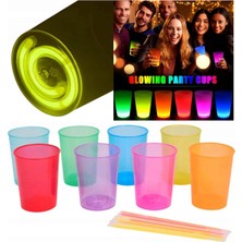 Mossem Karanlıkta Yanan Gece Işığı Mega Glow Bardaklar 8 Adet 8.5 x 10.5 cm